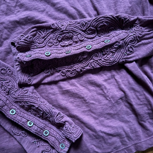 Purple maroon We The Free Free People long sleeve top with detailed wrists - Picture 2 of 4